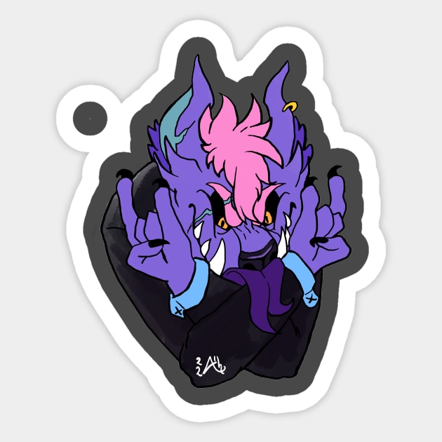 punk rocker dog verson 2 purple Sticker by Alex Ironheart